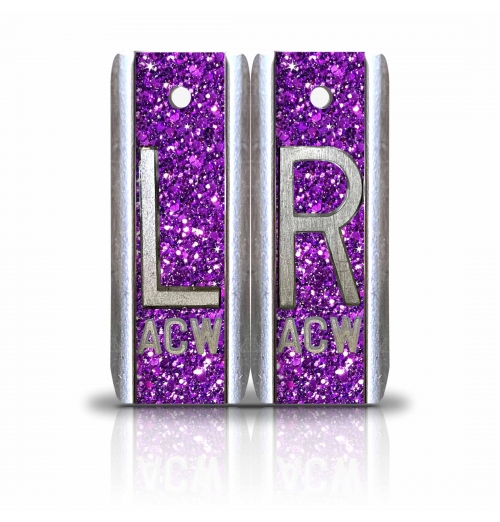 1 7/8" Height Aluminum Elite Style Lead X Ray Markers, Purple Glitter          